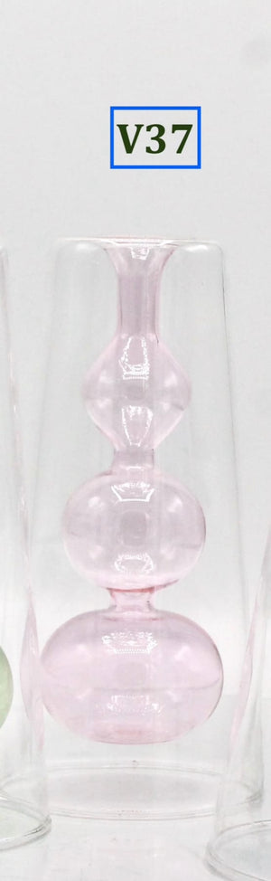 My House by Marine Glass Vases V37-3Balls Pink Sophisticated Modern Colored Glass Vases for Coffee Table Decor and Unique Centerpiece