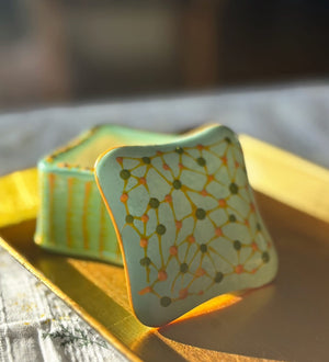 My House by Marine hand painted ceramic box Cutest Miniature Hand Painted Square Ceramic box