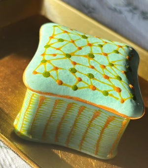 My House by Marine hand painted ceramic box Cutest Miniature Hand Painted Square Ceramic box