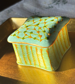 My House by Marine hand painted ceramic box Cutest Miniature Hand Painted Square Ceramic box