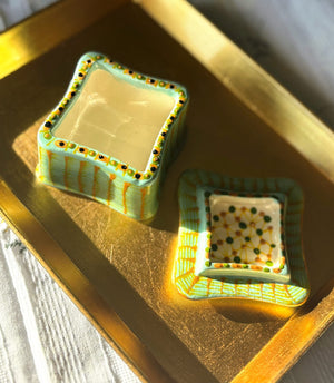 My House by Marine hand painted ceramic box Cutest Miniature Hand Painted Square Ceramic box