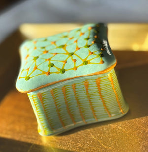 My House by Marine hand painted ceramic box Cutest Miniature Hand Painted Square Ceramic box