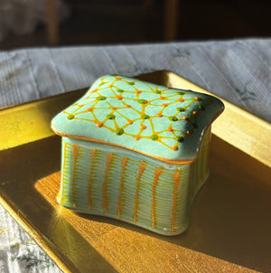 My House by Marine hand painted ceramic box Cutest Miniature Hand Painted Square Ceramic box
