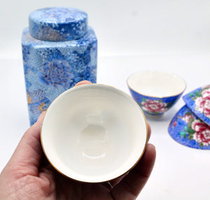 My House by Marine hand painted ceramic box Elegant Blue and Gold Dragon Tea Canister - Traditional Oriental Decor