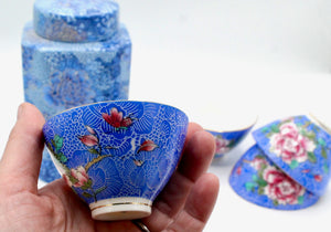 My House by Marine hand painted ceramic box Elegant Blue and Gold Dragon Tea Canister - Traditional Oriental Decor