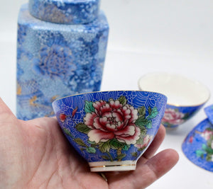 My House by Marine hand painted ceramic box Elegant Blue and Gold Dragon Tea Canister - Traditional Oriental Decor