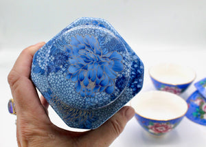 My House by Marine hand painted ceramic box Elegant Blue and Gold Dragon Tea Canister - Traditional Oriental Decor