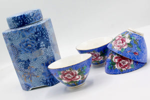 My House by Marine hand painted ceramic box Elegant Blue and Gold Dragon Tea Canister - Traditional Oriental Decor