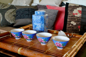 My House by Marine hand painted ceramic box Elegant Blue and Gold Dragon Tea Canister - Traditional Oriental Decor