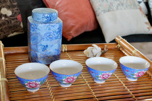 My House by Marine hand painted ceramic box Elegant Blue and Gold Dragon Tea Canister - Traditional Oriental Decor
