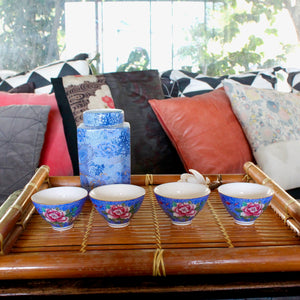 My House by Marine hand painted ceramic box Elegant Blue and Gold Dragon Tea Canister - Traditional Oriental Decor