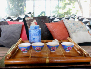 My House by Marine hand painted ceramic box Elegant Blue and Gold Dragon Tea Canister - Traditional Oriental Decor