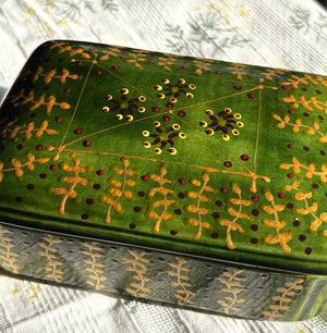 My House by Marine hand painted ceramic box Olive Green Vintage Hand Painted Ceramic box