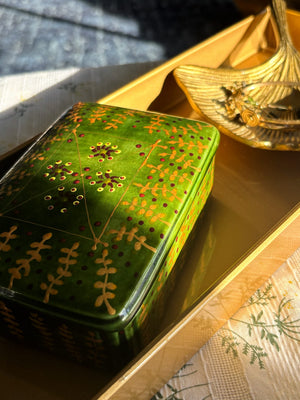 My House by Marine hand painted ceramic box Olive Green Vintage Hand Painted Ceramic box