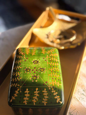 My House by Marine hand painted ceramic box Olive Green Vintage Hand Painted Ceramic box