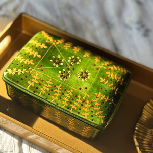 My House by Marine hand painted ceramic box Olive Green Vintage Hand Painted Ceramic box