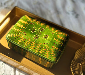 My House by Marine hand painted ceramic box Olive Green Vintage Hand Painted Ceramic box