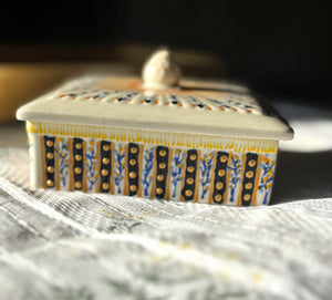 My House by Marine hand painted ceramic box Vintage Wedgwood Hand Painted Square Ceramic box