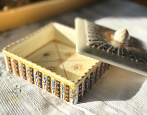My House by Marine hand painted ceramic box Vintage Wedgwood Hand Painted Square Ceramic box