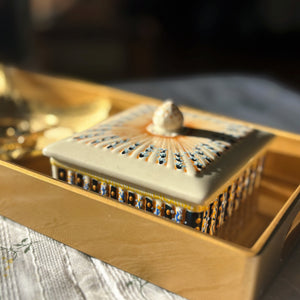 My House by Marine hand painted ceramic box Vintage Wedgwood Hand Painted Square Ceramic box