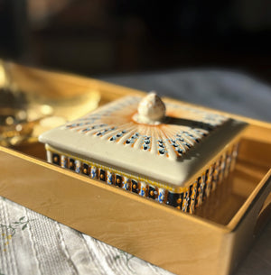 My House by Marine hand painted ceramic box Vintage Wedgwood Hand Painted Square Ceramic box