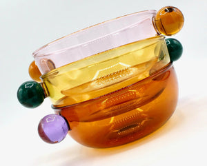 My House by Marine Ice cream glass bowl Glass Berry Bowl Sets: Colorful Cereal/Dessert Bowls with Ball Handles
