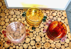 My House by Marine Ice cream glass bowl Glass Berry Bowl Sets: Colorful Cereal/Dessert Bowls with Ball Handles