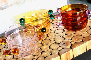 My House by Marine Ice cream glass bowl Glass Berry Bowl Sets: Colorful Cereal/Dessert Bowls with Ball Handles