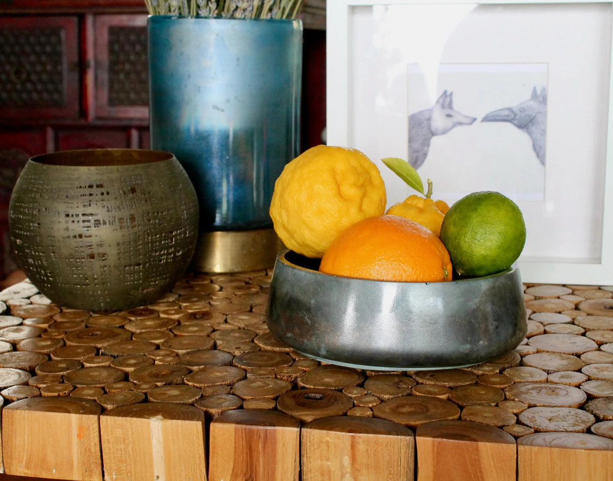 My House by Marine large cement bowl Handcrafted Concrete Bowl: Modern Copper Metal Look Plant Pot