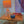 Art Deco Modern Bedside Table Lamp with Cork Shade and Orange Stained Glass