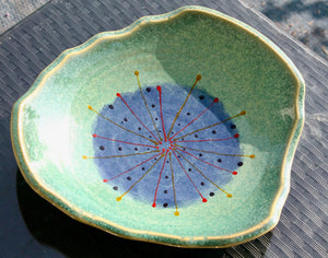 My House by Marine serving bowl Artisanal Abstract Ceramic Serving Platter - Vibrant Hand-Painted Wavy Dish for Modern Tabletop Decor