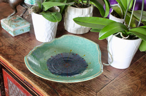 My House by Marine serving bowl Artisanal Abstract Ceramic Serving Platter - Vibrant Hand-Painted Wavy Dish for Modern Tabletop Decor