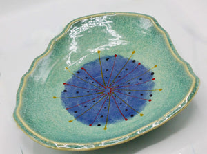 My House by Marine serving bowl Artisanal Abstract Ceramic Serving Platter - Vibrant Hand-Painted Wavy Dish for Modern Tabletop Decor
