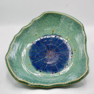 My House by Marine serving bowl Artisanal Abstract Ceramic Serving Platter - Vibrant Hand-Painted Wavy Dish for Modern Tabletop Decor