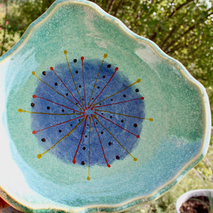 My House by Marine serving bowl Artisanal Abstract Ceramic Serving Platter - Vibrant Hand-Painted Wavy Dish for Modern Tabletop Decor