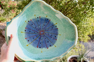My House by Marine serving bowl Artisanal Abstract Ceramic Serving Platter - Vibrant Hand-Painted Wavy Dish for Modern Tabletop Decor