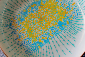 My House by Marine serving bowl Handcrafted Abstract Blue Pedestal Serving Platter Hand Painted for The Modern Table