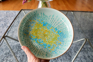 My House by Marine serving bowl Handcrafted Abstract Blue Pedestal Serving Platter Hand Painted for The Modern Table