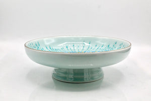 My House by Marine serving bowl Handcrafted Abstract Blue Pedestal Serving Platter Hand Painted for The Modern Table