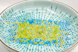 My House by Marine serving bowl Handcrafted Abstract Blue Pedestal Serving Platter Hand Painted for The Modern Table