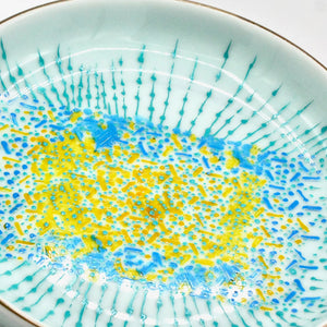 My House by Marine serving bowl Handcrafted Abstract Blue Pedestal Serving Platter Hand Painted for The Modern Table