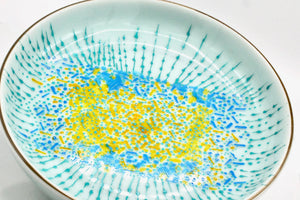 My House by Marine serving bowl Handcrafted Abstract Blue Pedestal Serving Platter Hand Painted for The Modern Table
