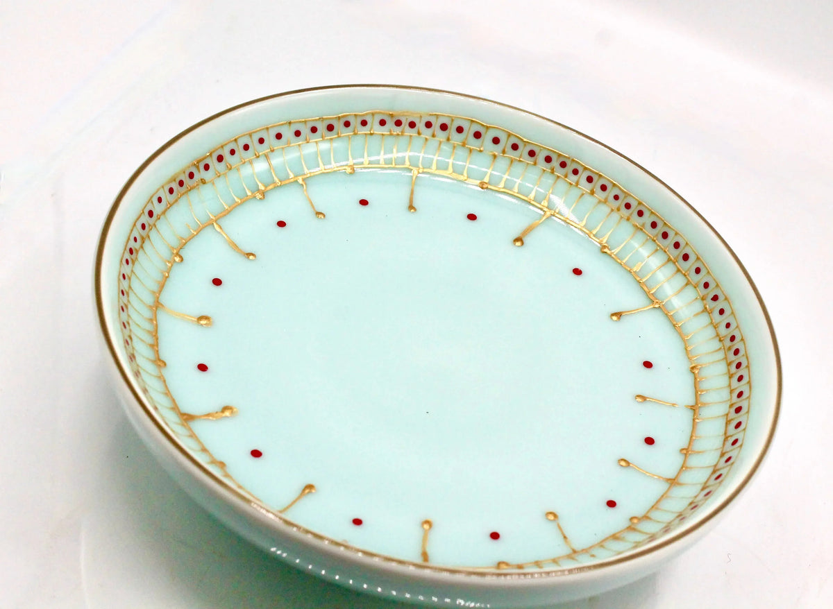 My House by Marine serving bowl Handcrafted Antique China Design  Blue Pedestal Serving Bowl for The Sophisticated Table