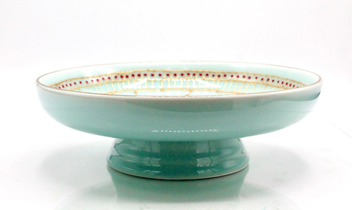 My House by Marine serving bowl Handcrafted Antique China Design  Blue Pedestal Serving Bowl for The Sophisticated Table