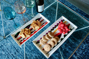 My House by Marine serving porcelain tray Handcrafted Modern Porcelain Serving Trays: Unique Decorative Dishes with Colorful Hand-Painted Details
