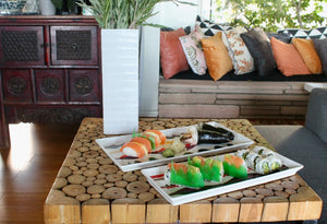 My House by Marine serving porcelain tray Handcrafted Modern Porcelain Serving Trays: Unique Decorative Dishes with Colorful Hand-Painted Details