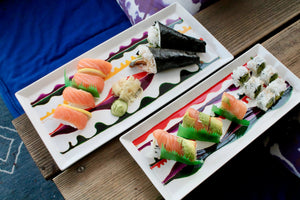 My House by Marine serving porcelain tray Handcrafted Modern Porcelain Serving Trays: Unique Decorative Dishes with Colorful Hand-Painted Details