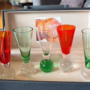My House by Marine shot glasses Hand Blown Colorful Set of Vintage Shot Glasses in Modern Black Display Box