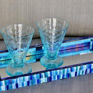 My House by Marine Stained Glass tray Blue Handcrafted Stained Glass Tray for Contemporary Decor