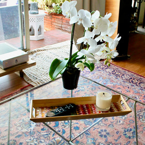 My House by Marine Stained Glass tray Colorful Bamboo Long Tray with Glass Mosaic for the Contemporary Table